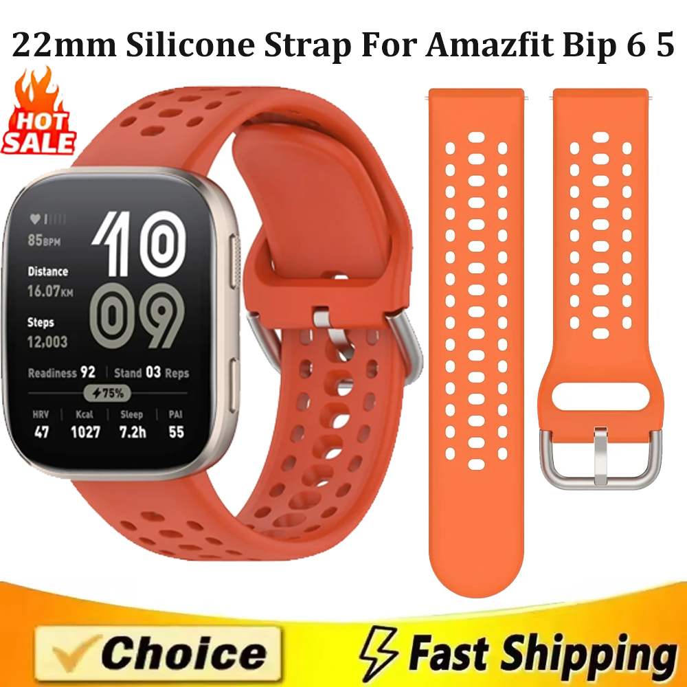22mm Official Silicone Strap For Bip 6 Balance 2 Breathable Bracelet Wristband For T-Rex3 Pro GTR 4/3 Helio Belt