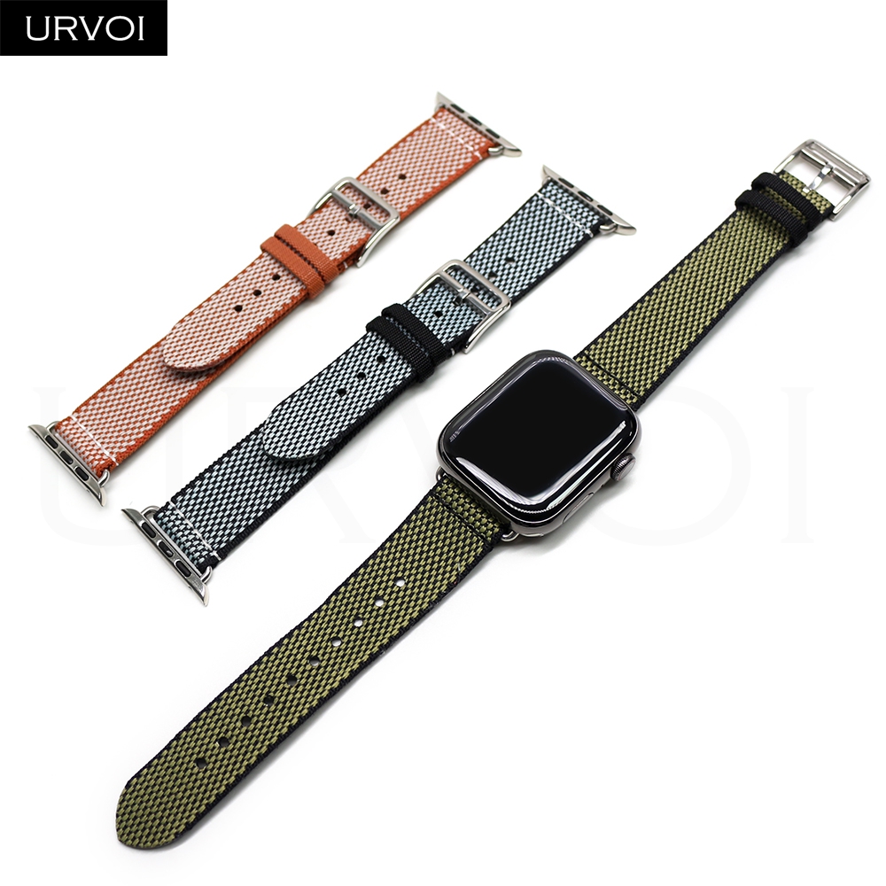 URVOI Toile H Single Tour Band for Apple Watch Series 11 10 9 8 7 SE3 Checked canvas strap for iWatch Classic design accessories