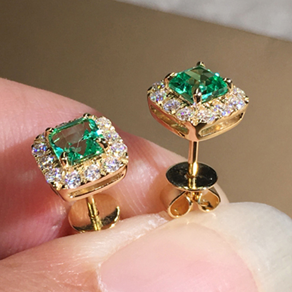Huitan Gold Color Owl Stud Earrings Funny Cute Night Owl Earrings Women for Dance Party Cute Luxury CZ Ear Jewelry