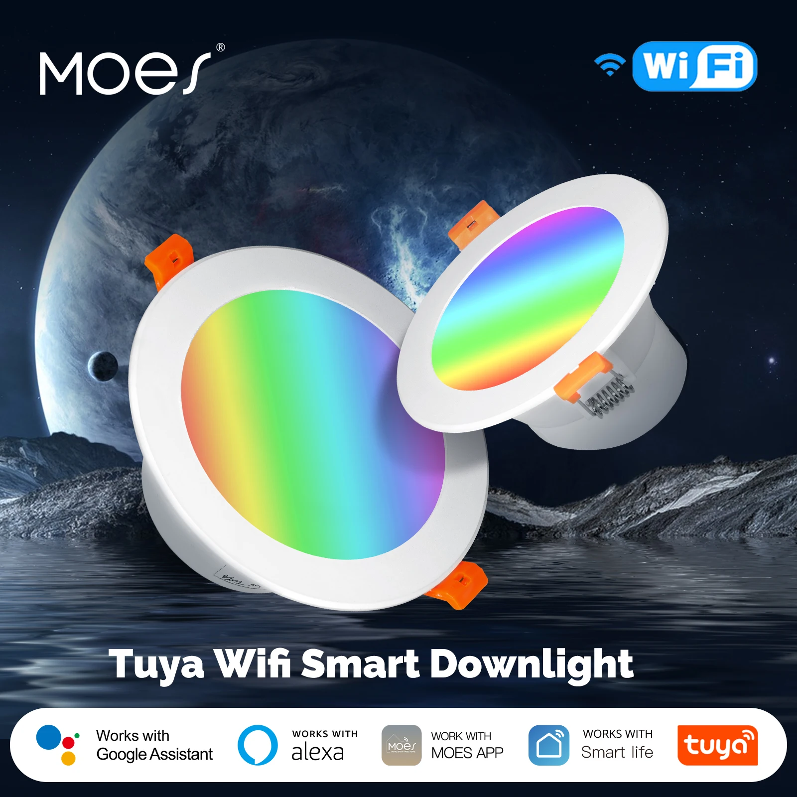 MOES WiFi Smart LED Downlight Dimming Round Spot Light 9/12W RGB Color Changing Warm Cool light Alexa Home Vocie