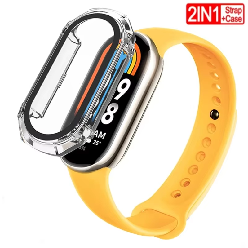 2 PCS Silicone Strap+case For Mi band 8 Replacement miband8 sport Bracelet smart band 8 waterproof cover Accessories