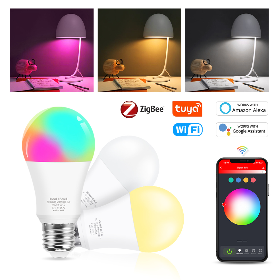 Zigbee 3.0 18W LED Light Bulb RGB+WW+CW E27 WiFi Tuya Smart Home LED Lamp Works With Smart Life Alexa Assistant