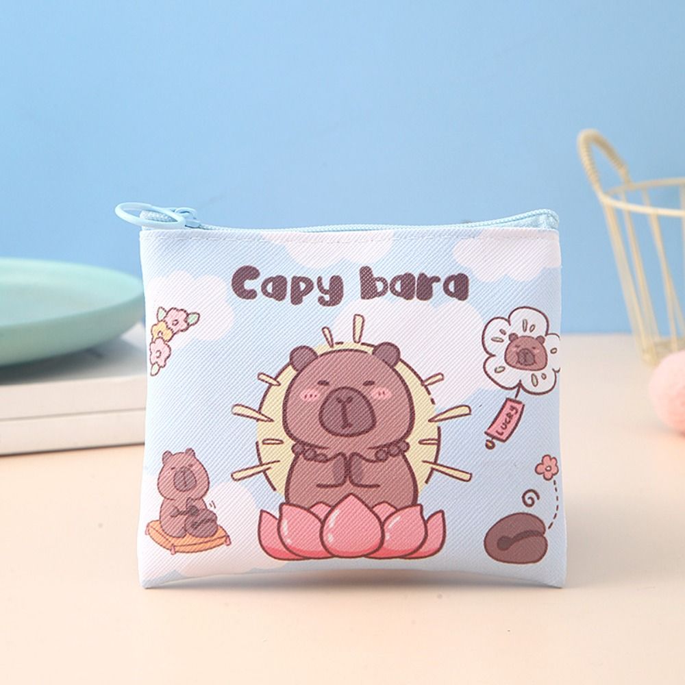New Cute Capybara Coin Purse Cartoon Anime Wallet PU Waterproof Clutch Key Card Storage Bags Mini Coin Bag