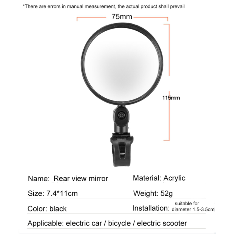 1PC Bike Rearview Mirror Compatible with Ninebot Scooters Electric Scooter Back Mirror Accessory