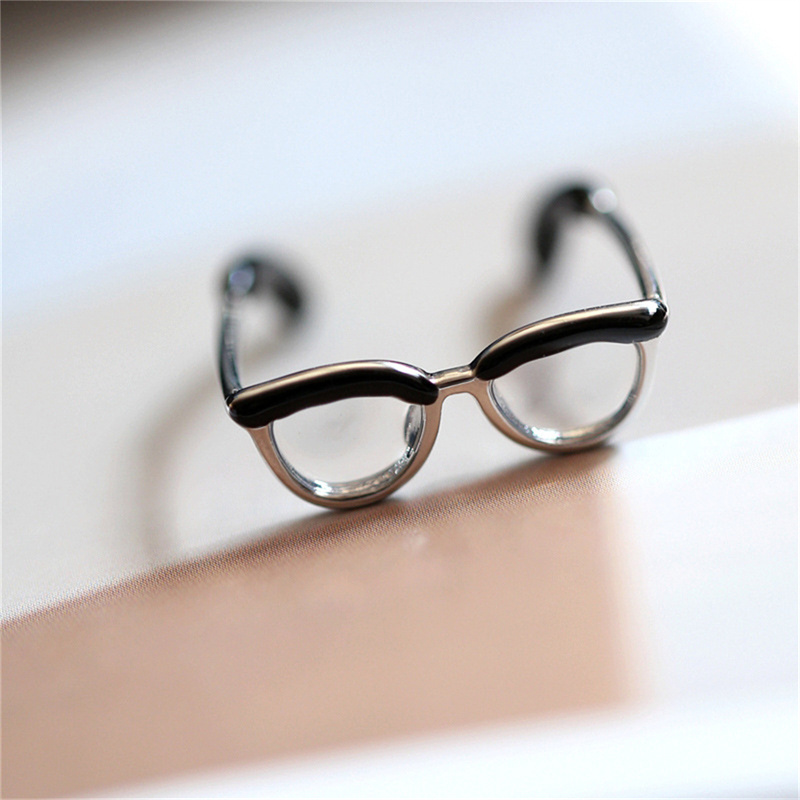 1Pc Dollhouse Miniature Glass Model Mini Simulation Adjustable Enamel Painting Glasses Open Ring Finger Buckle Tail Ring Decor pen gpt