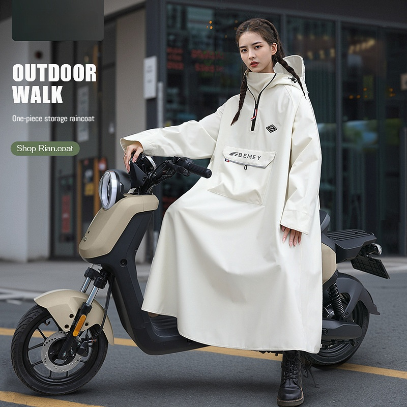 New electric scooter raincoat, single person thick and extended raincoat, riding electric bike, anti drifting motorcycle raincoa
