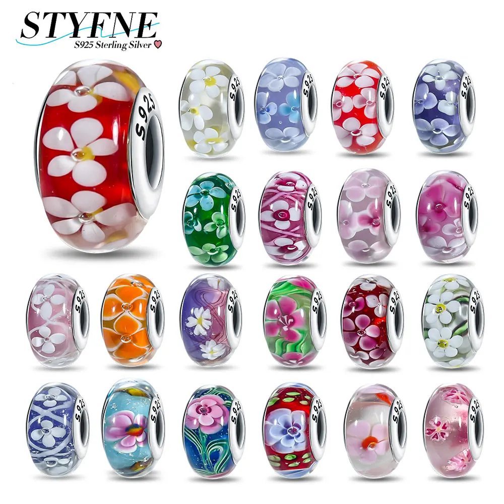 Original Sterling Silver 925 Shiny New Mini Pattern Murano Turtle Rabbit Glass Beads for Women DIY Bracelet Jewelry Making