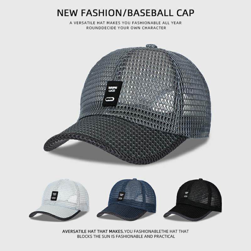 1pc Summer Full Mesh Quick Drying Sunshine Hat Breathable Net Baseball Cap Unisex Outdoor Anti-UV Tennis Golf Sports Cap Visors