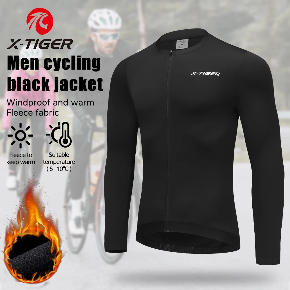 X-TIGER Fleece Warm Long-Sleeved Cycling Clothing New Men And Women Fall And Winter Cycling Road Bike Padded Tops