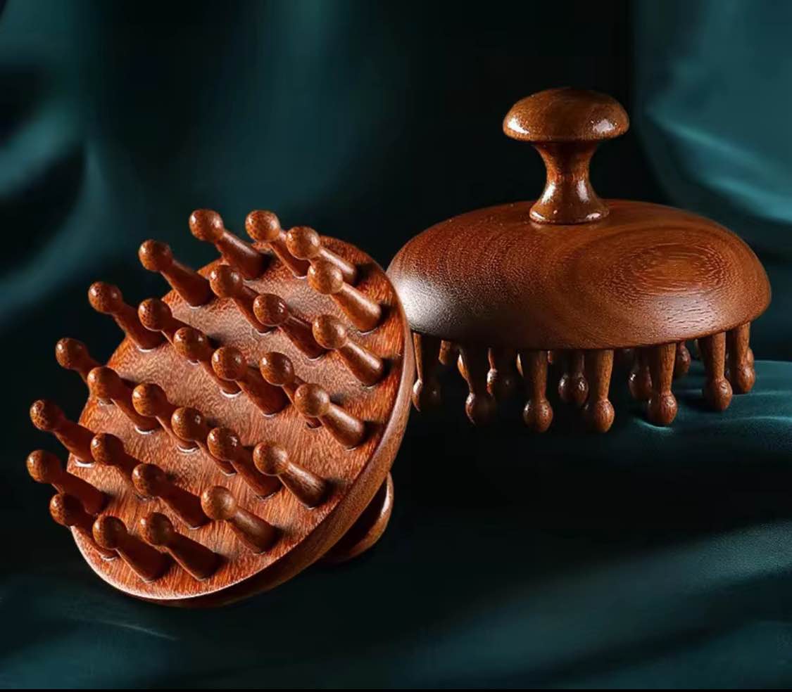 Wooden scalp massager