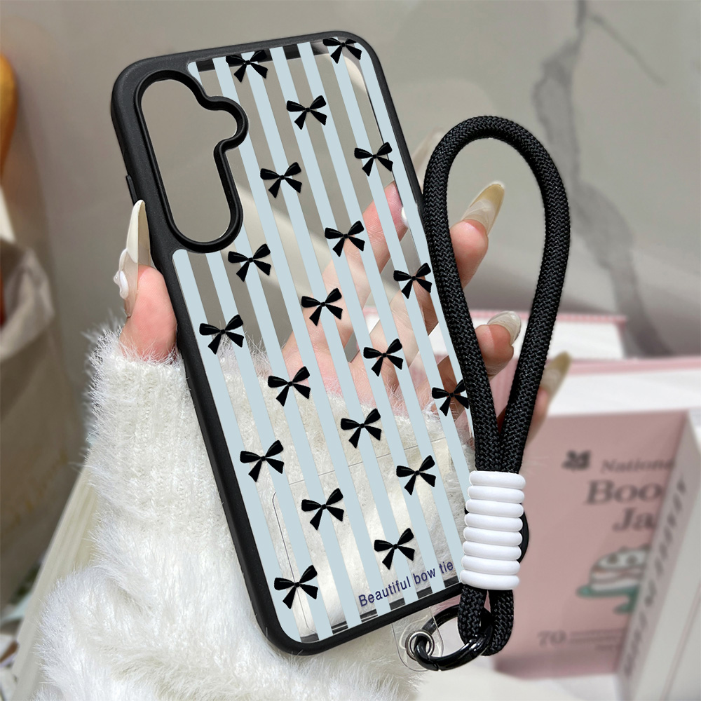 Cute Bowknot Print Phone Case For A56 5g A17 A16 A55 A54 A36 A07 A26 S26 Ultra S24 S25FE S23 Lanyard Hard Cover