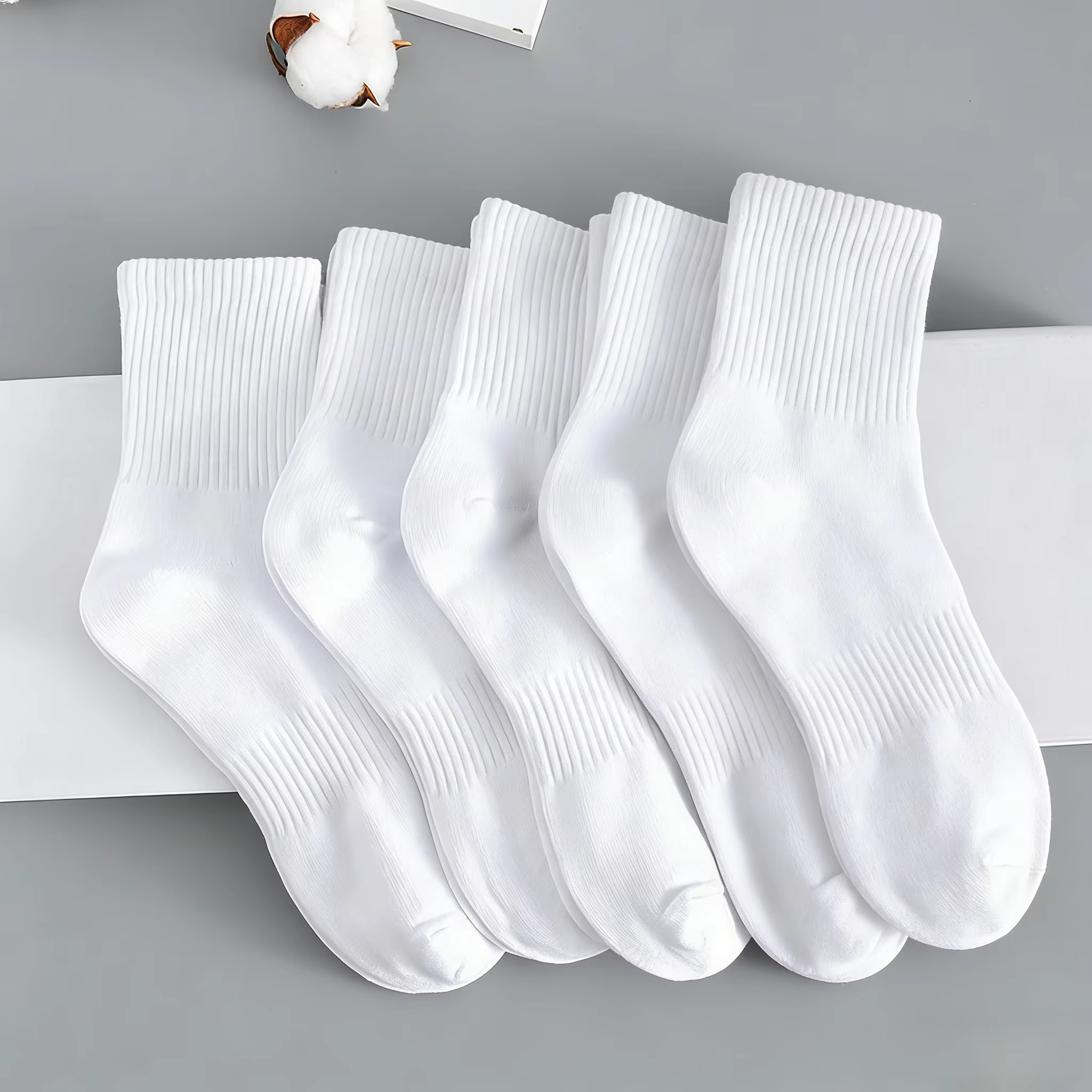 3/5 Pairs Mid-Calf Sports Socks, Breathable Sweat-Absorbent, Soft All-Match Casual Socks, Daily Outdoor Running Wear