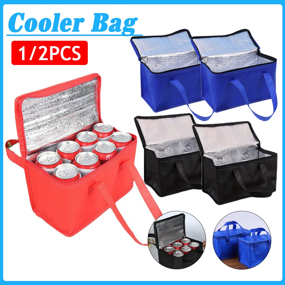 1/2PCS Portable Thermal Insulated Coolers Box Trips BBQ Meal Drink Zip Pack Outdoor Camping Lunch Bento Bags Picnic Supplies