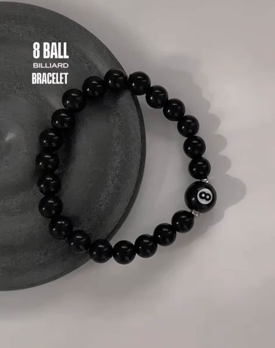 Billiard Black Ball 8 Bead Bracelet for Men| Men’s Accessories by Black Onyx Accessories