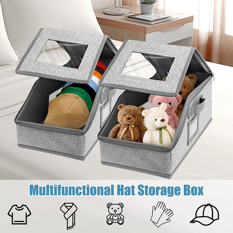 New Foldable Zipper Baseball Cap Storage Box Hat Storage Box Wardrobe Storage Boxes Storage Bra Socks Toy Storage Organizer
