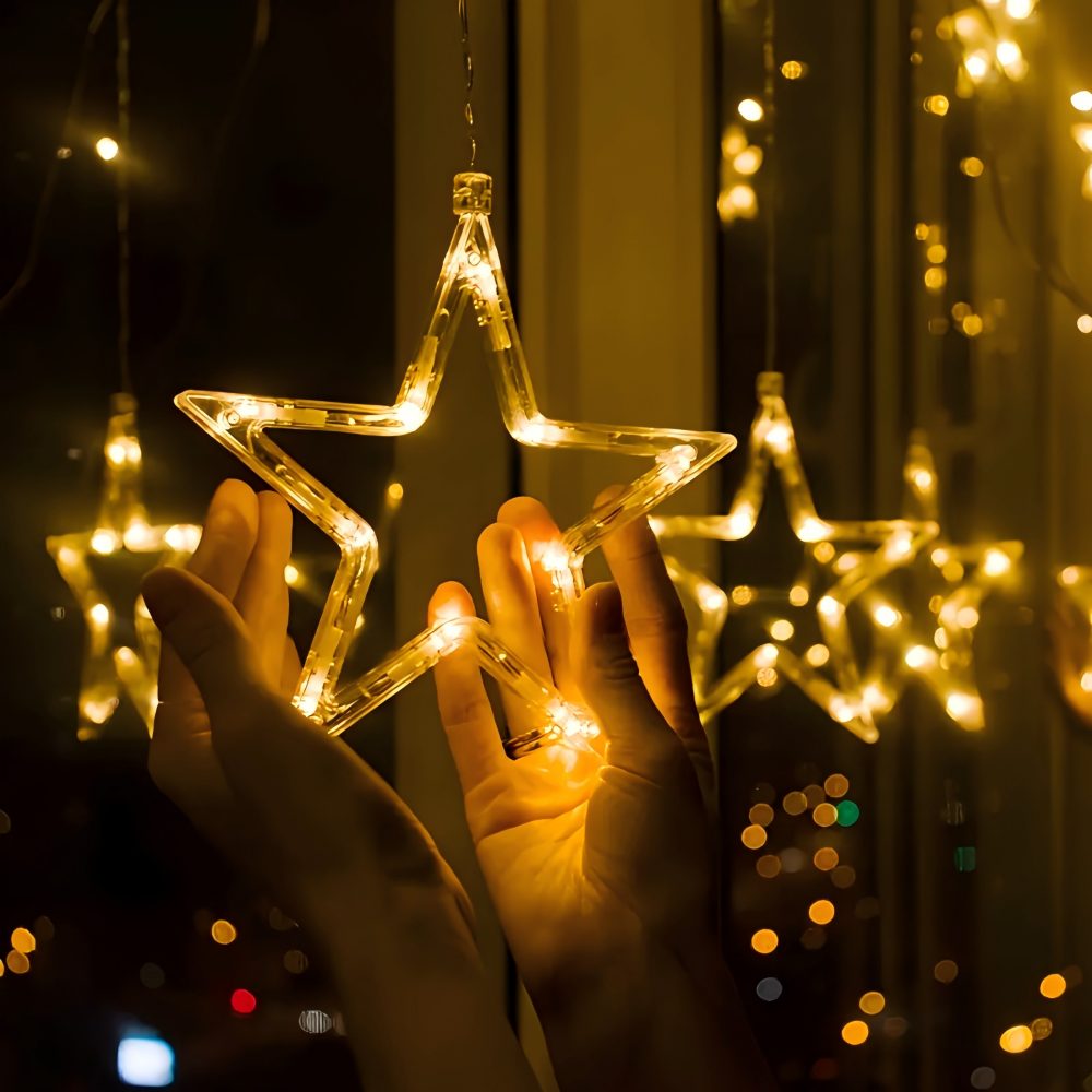 LED Window Hanging Decorations, Star Santa Snowflake Bell Deer Tree Shaped Fairy Lights, Festive Ornaments
