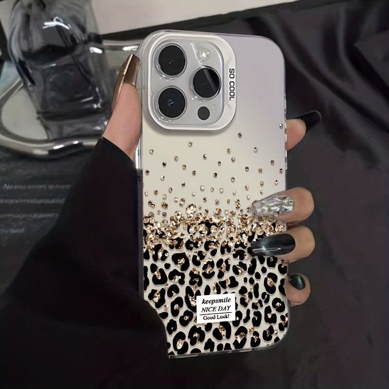 Fashionable Black Leopard Print Laser Design Laser Phone Case, Suitable for Iphone17 16 15 14 13 12 11 XS Xr X 7 8 12/13 Mini Plus Pro Max Se, Birthday/Valentine's Day/ for Boyfriend/Girlfriend