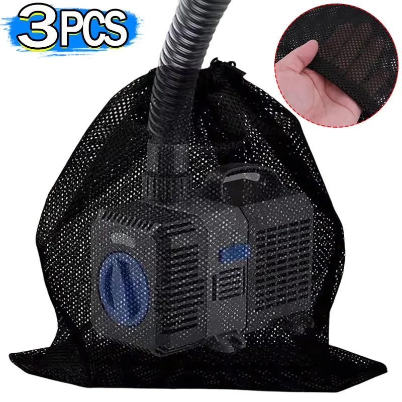 Mesh Pump Bag for Pond Filter Tear-Resistant Water Pump Filter Bag with Drawstring Anti-Clog Screen Protects Fountain Sump Pumps