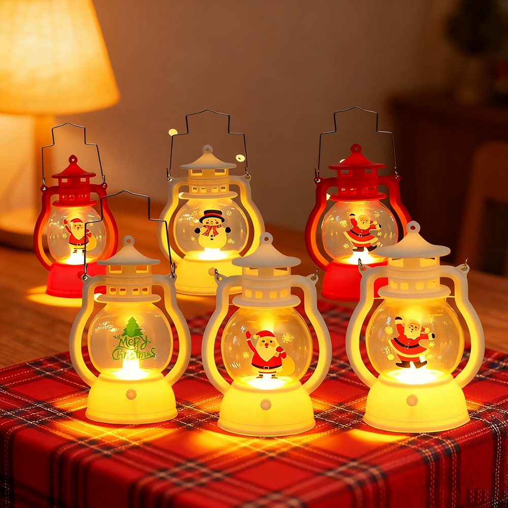 2pcs Candle Lantern,Retro Oil Lamp Portable LED Hanging Lamp Battery Operated Xmas Lantern for Party Decor