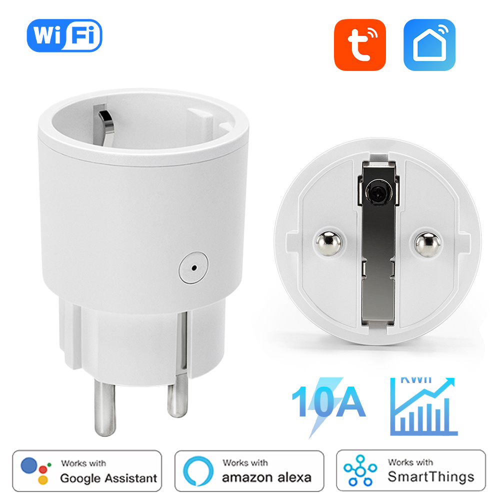 Tuya Smart Home Socket WiFi 20A EU Plug Outlet Remote Control Timer Power Monitor Support Voice Home Alexa