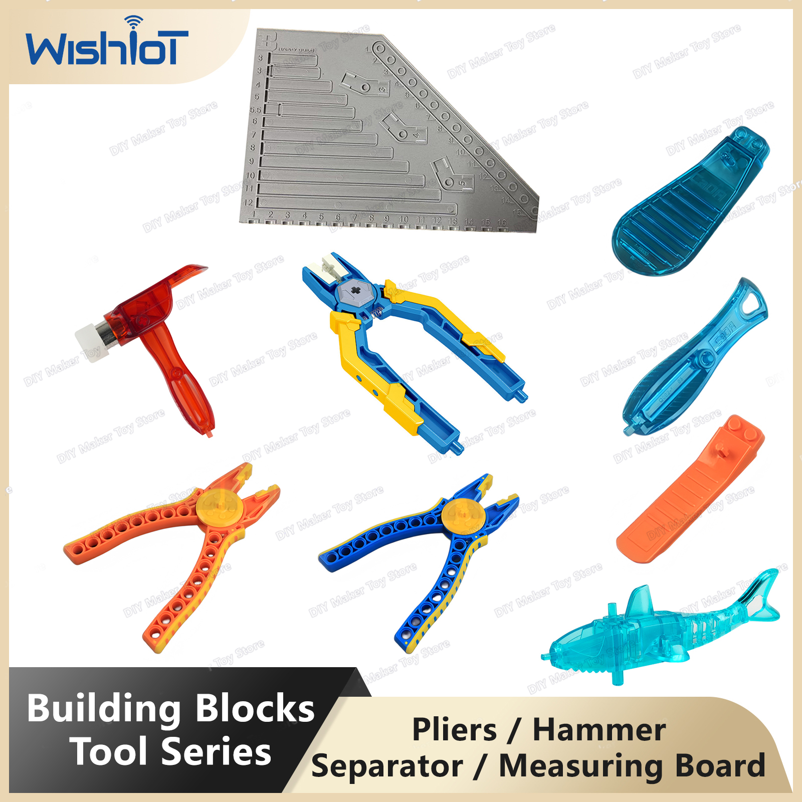 Building Block Tool Part Hammer Measuring Ruler Board Pliers Vise Clip Removal Pin Disassembly Tool Technical legoeds-compatible