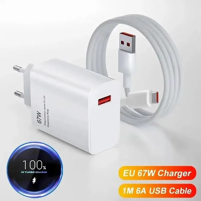 6A 67W EU Ultra Fast Wall Charger For 11 12 Lite 17 15 Redmi Note 15 14 13 POCO F8 M7 F7 Pro C85 Fast Charging