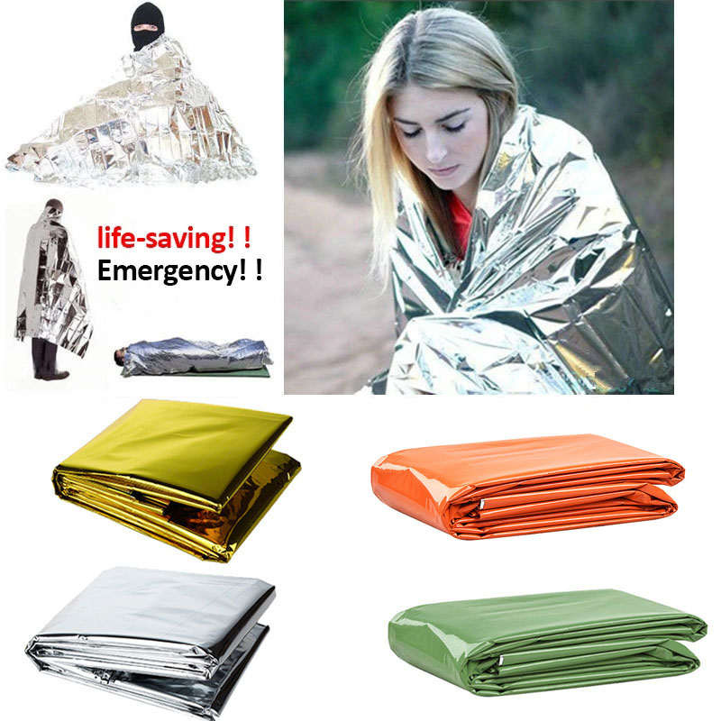 160×210CM emergency blanket Mylar thermal outdoor survival First aid kit Rescue Space foil camping trekking