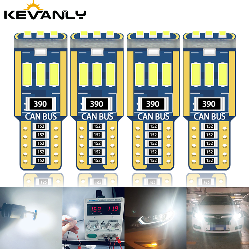 4PCS T10 LED W5W LED WY5W 3014 LED18SMD Car Wedge Parking Light Turn Side Bulbs Instrument Lamp Auto License Plate Light 12V
