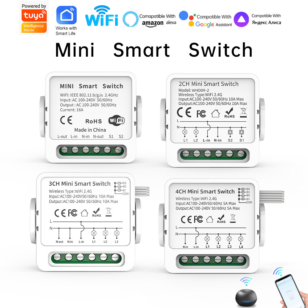 Tuya Smart ZigBee/WiFi Curtain Switch Module for Electric Roller Shutter Blind Motor 1/2CH Works Alexa Hey