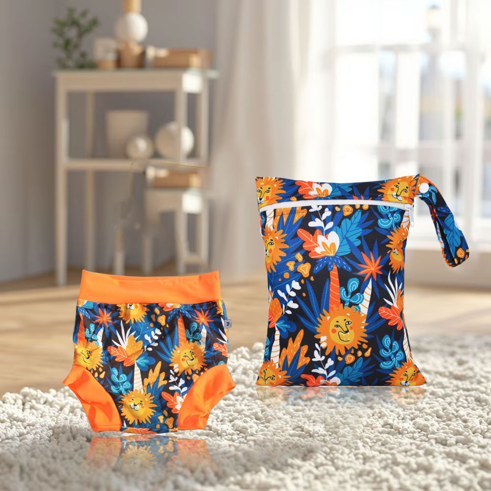 U PICK EezKoala Swim Nappy Fashion Design Reusable Swim Diaper +1PC Mini Wet Bag Suit Pack for 0-3 years Baby Boy
