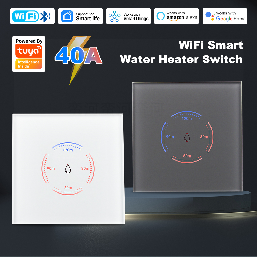 MANHOT 40A Smart Wifi Water Heater Boiler Touch Switch EU Water Heater Switch Voice Contorl For Tuya Alexa Home