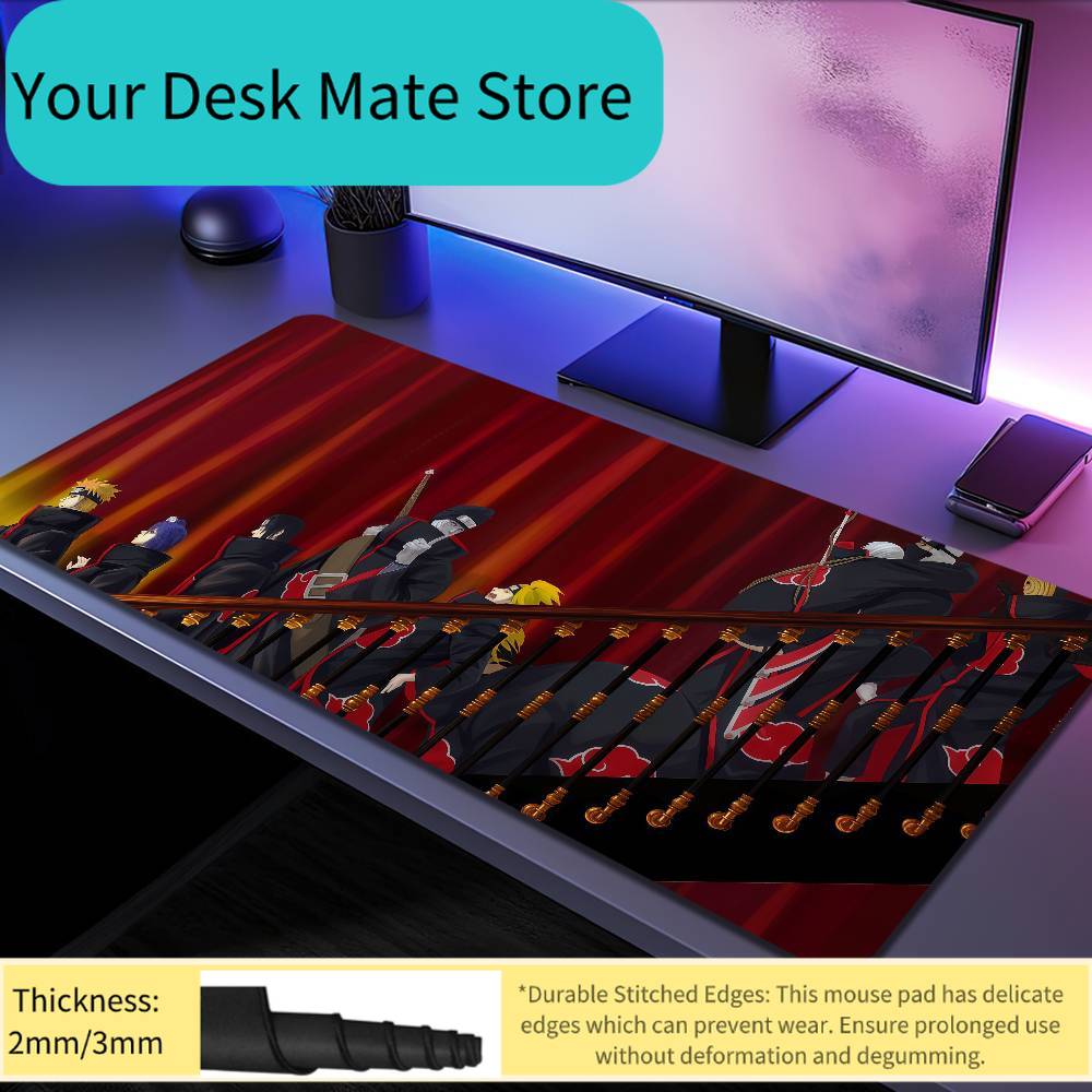 Desk Mat Keyboard Ergonomic Office Anime NARUTO Akatsuki Mousepad Large PC Non-slip Anti-fray Home Custom Game
