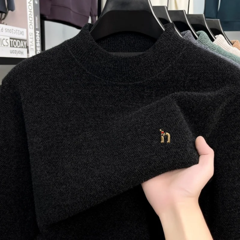 2025 Winter Men's Half-Neck Knitted Sweater Thick and Warm New Business Casual Down Jacket Men Man Clothes