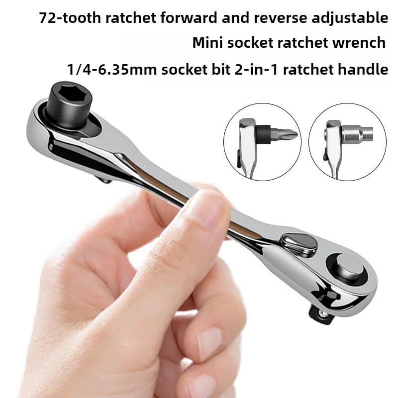 High Quality Double-Ended Mini Ratchet Wrench Bit Handle Small Fly Socket Screwdriver Repair Tool with Metric Measurement System
