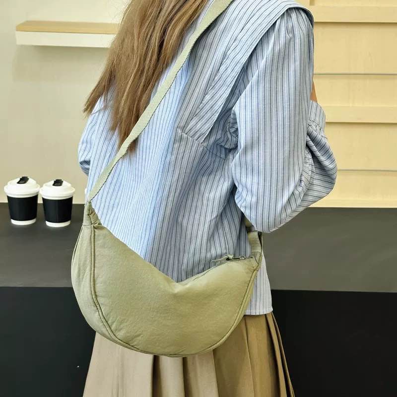 Casual Nylon Hobos Crossbody Bag for Ladies Shoulder Bag Half Moon Chest Bags
