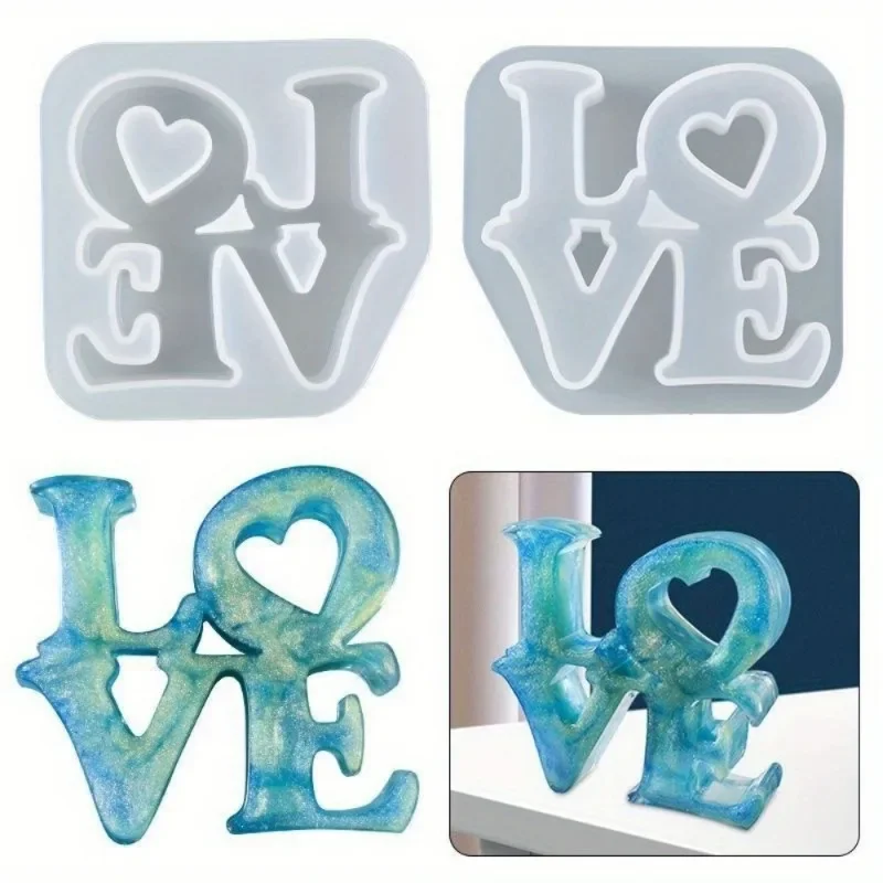 1Pc Love English Letters Aromatherapy Wax Pendant Silicone Molds DIY Gypsum Plaster Silicon Mould For Car Decoration Valentine