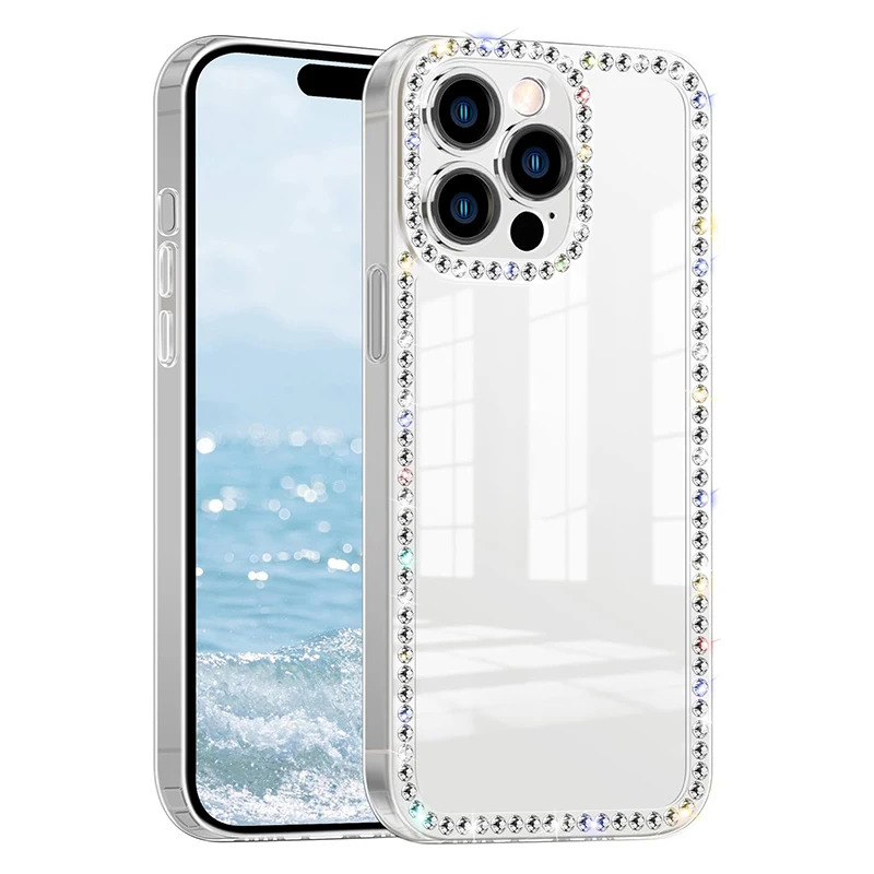 Bling Diamond Case For iPhone 16 16Plus + 16E E 16Pro Pro Max 16ProMax Luxury Clear Glitter Shiny Gem Design Soft Silicone Cover