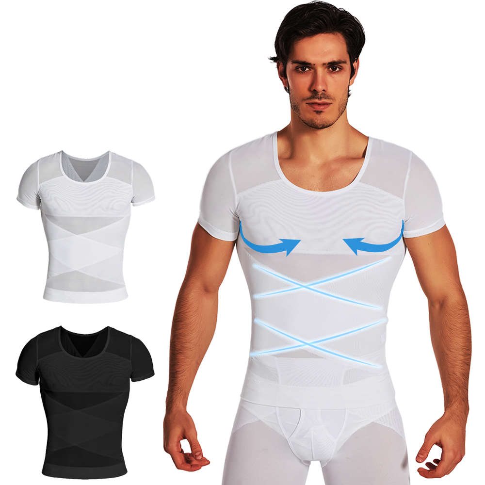Men Mesh Fitness Clothes Slimming Short Sleeves Shirts Gym Bodybuilding Basic T-shirt Muscle Tanks Workout Tops Base Layer