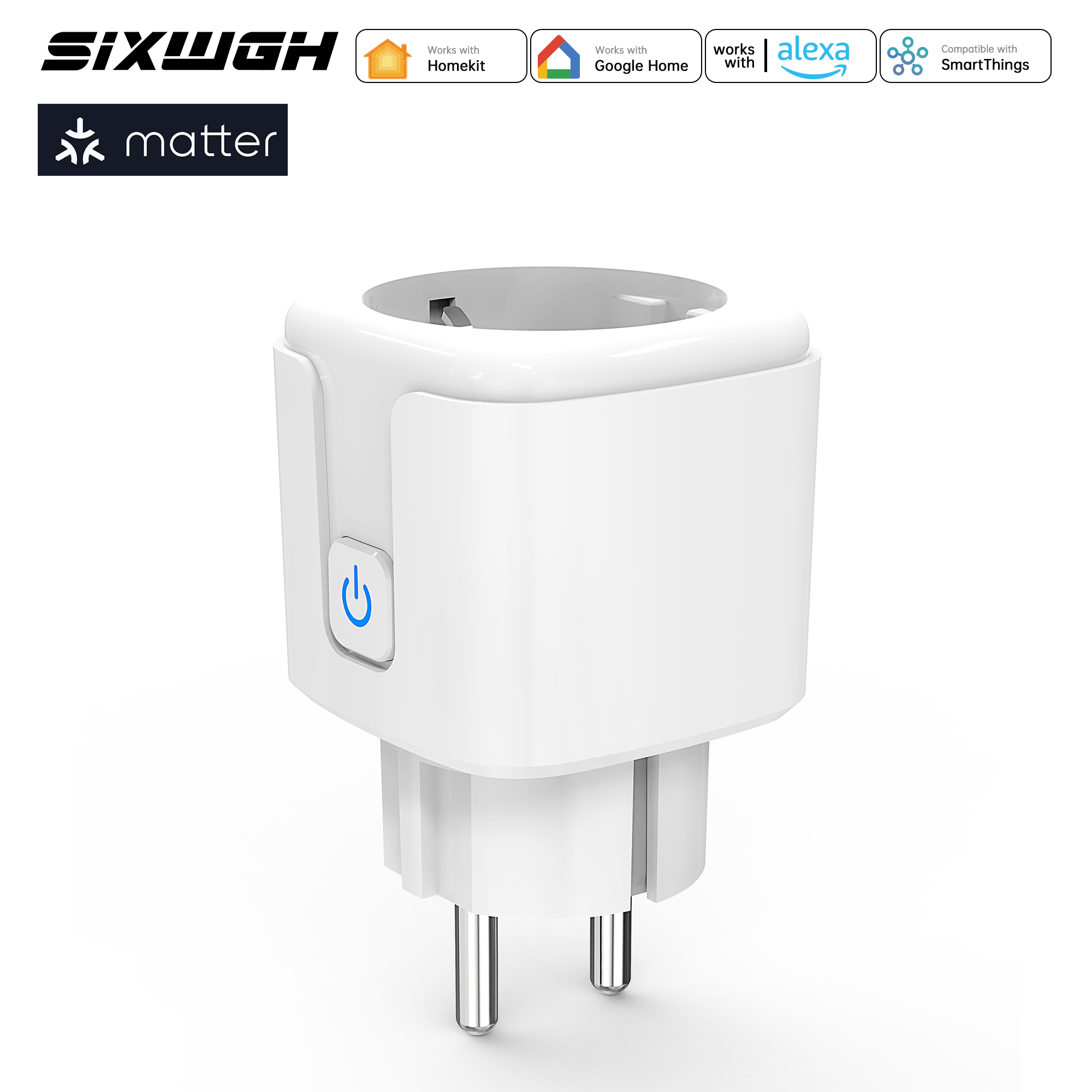 Matter Smart Plug | Support Alexa,,HomeKit,SmartThings,Power-Off Memory,Voice & Timer,Fire-Retardant,High Compatibility