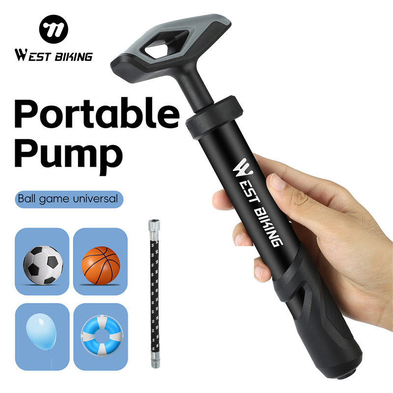 WEST BIKING Portable Pump 40PSI Max Pressure for Basketball Football Swimming Ring Inflation Needle Ergonomic Handlebar Pump
