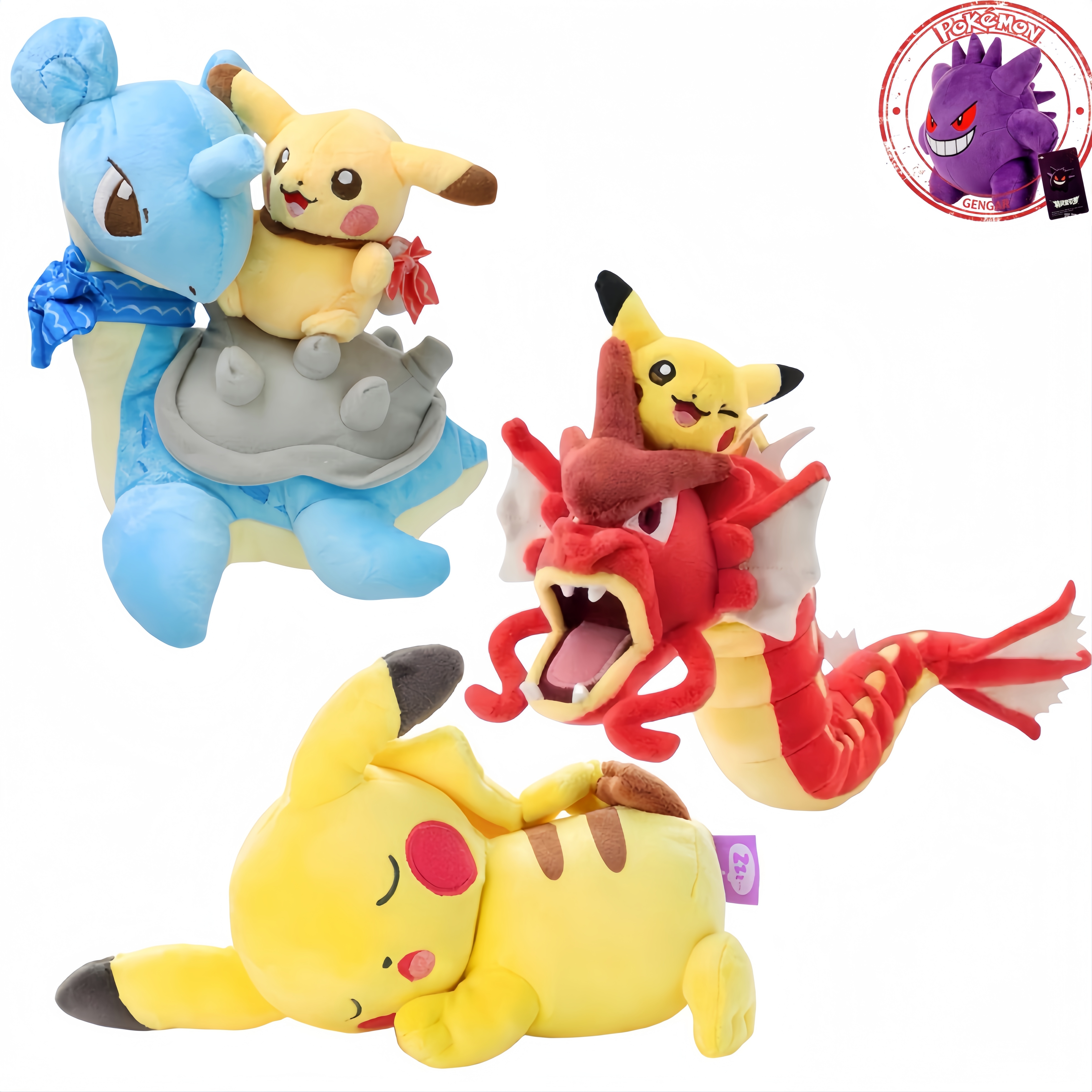 Sleeping Pikachu Peluche Riding Gyarados Lapras Latios Latias Plush Doll Pokemon Stuffed Toy Gengar Eevee Doll Xmas Kid