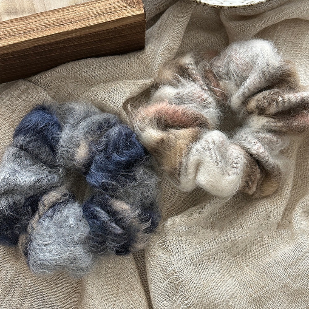 1/2pcs Wool Blend Scrunchie Vintage Cozy Style Perfect Daily Looks Warm Hair Accessory Women Bohemian Comfort Inspired Outfits