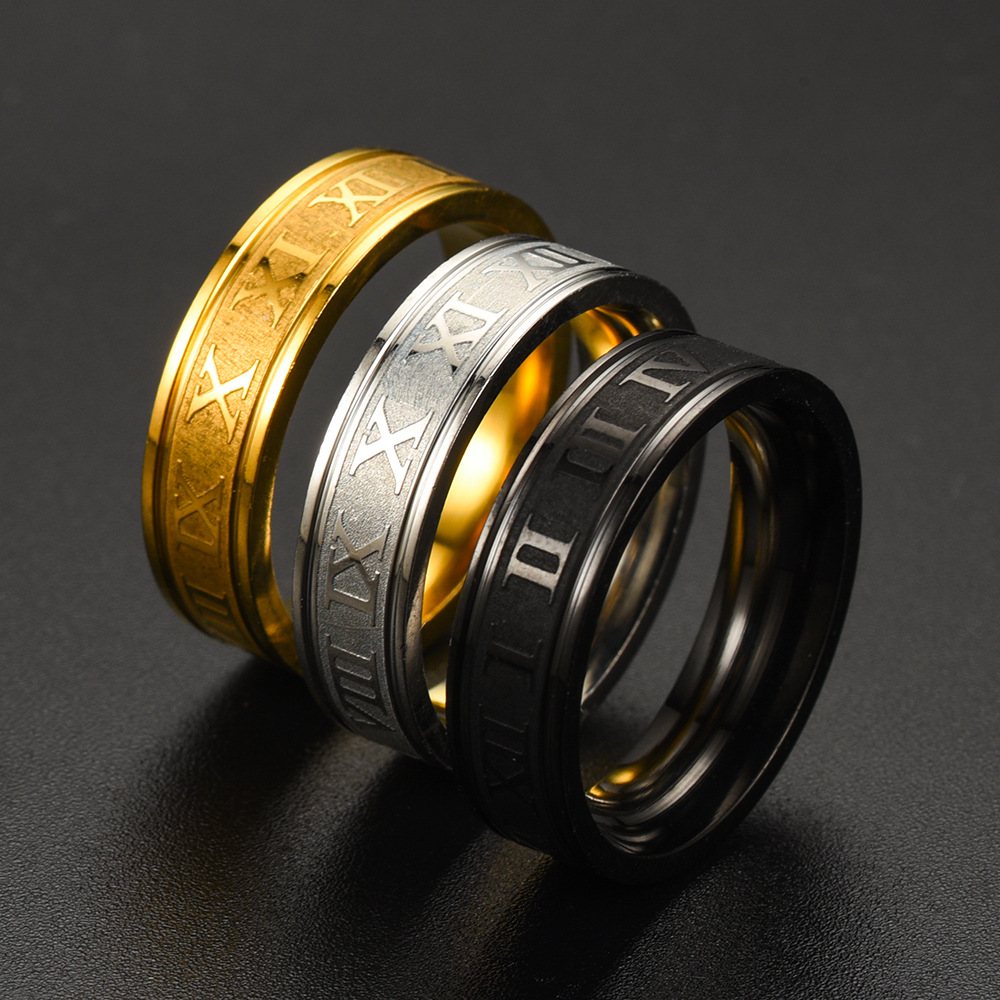 Vintage Roman Numberss Ring Temperament Fashion 6mm Width Stainless Steel Couple For Men Woman Party Jewelry Birthday