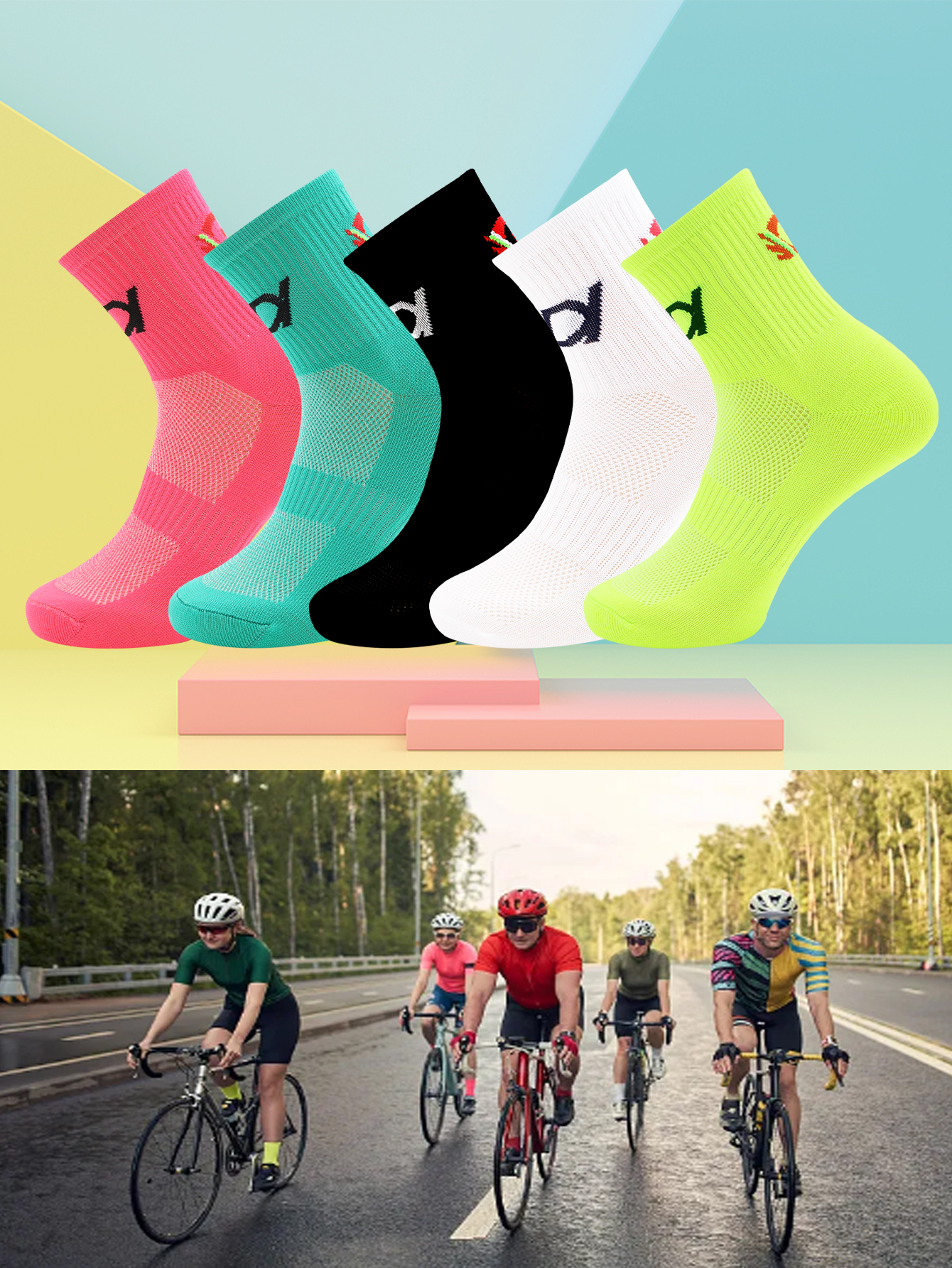 1 Pair Athletic Performance Cycling Socks for Men & Women, Suitable for Cycling, Running, Hiking Sport, Gym,Tennis, Golf, Workin