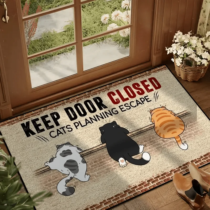 VIKAMA Cartoon Cute Cat Floor Mat for Bedroom, Kitchen, Porch, Entrance, Indoor and Outdoor Welcome Mat, Home Decoration