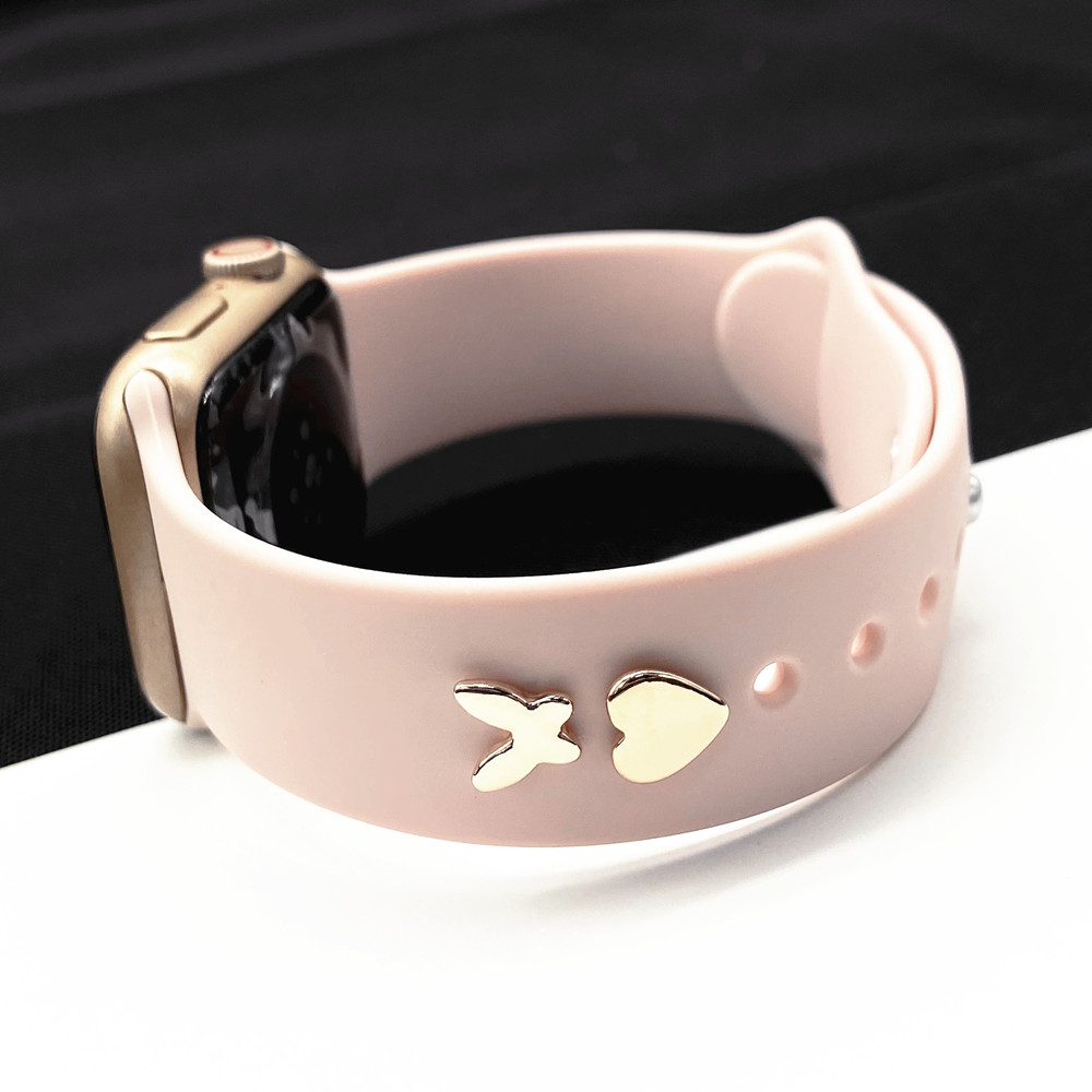 Charms Decorative Ring For Watch Band Butterfly Heart Shaped Metal Smart Silicone Strap Accessories Bracelet Ornament