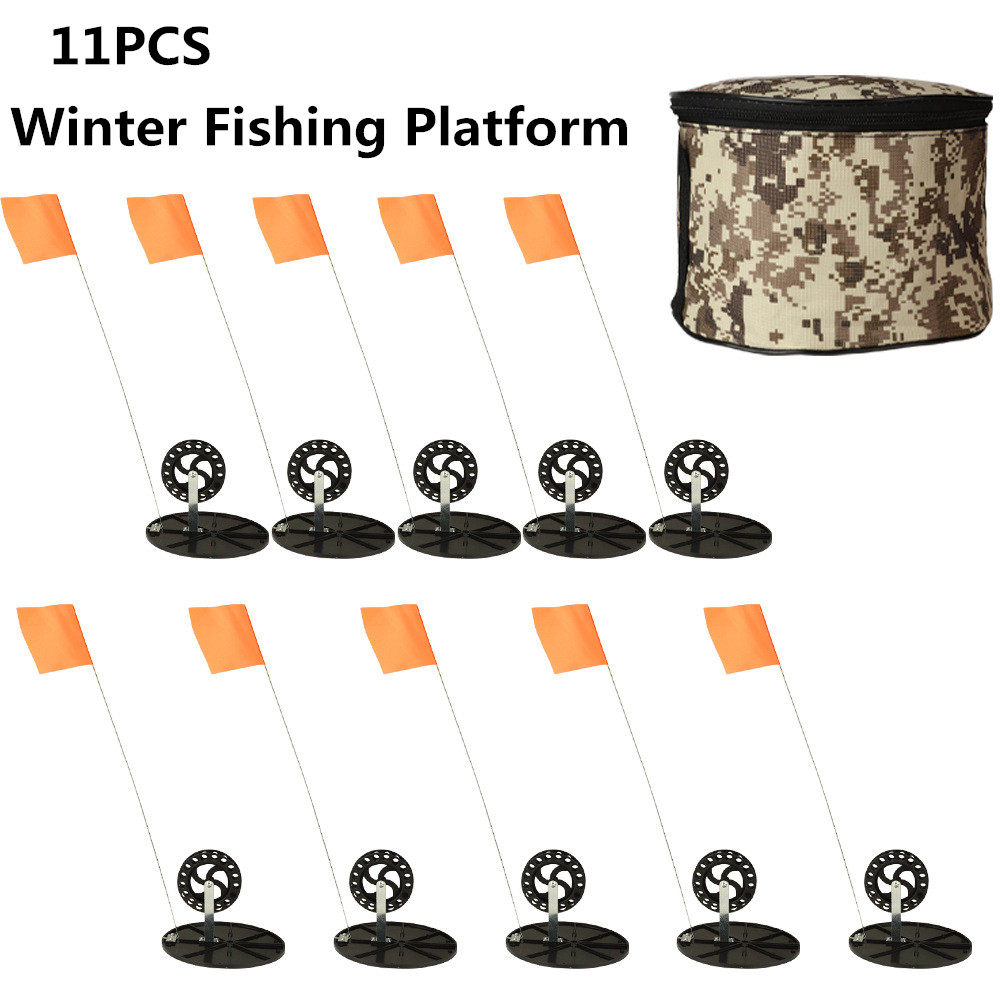 Ice Fishing Flag Winter Outdoor Fishing Rod Bag Set Automatic Fishing Platform 10 Piece Set Fishing Gear Supplies