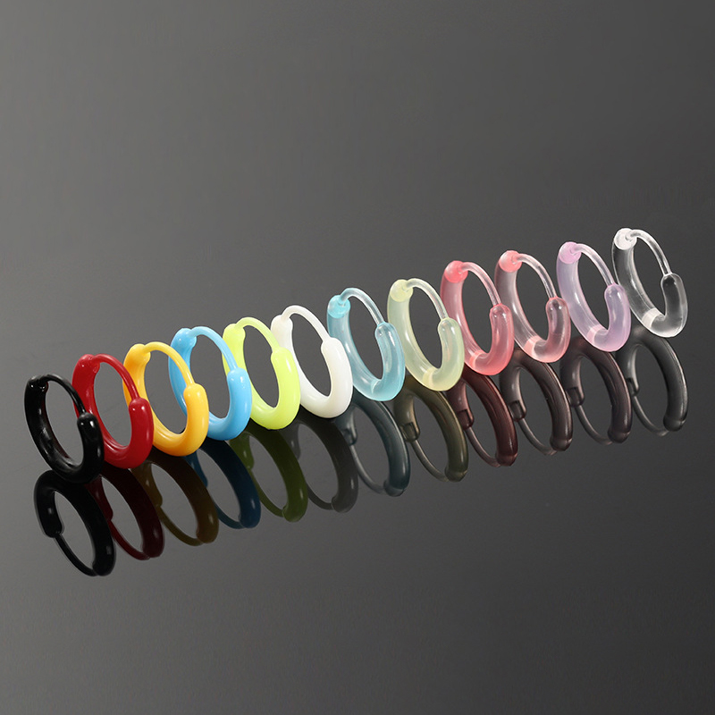 10Pcs Colorful Resin Hoop Earrings Cute Tiny Earrings For Women Girls Simple Versatile Ear Buckle Jewelry Accessories