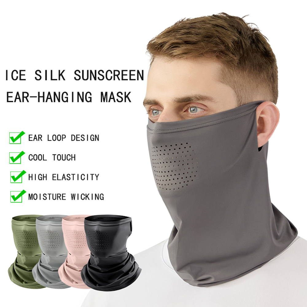 Outdoor sports sunscreen mask cycling ice silk scarf motorcycle cool breathable ear-hanging face mask towel