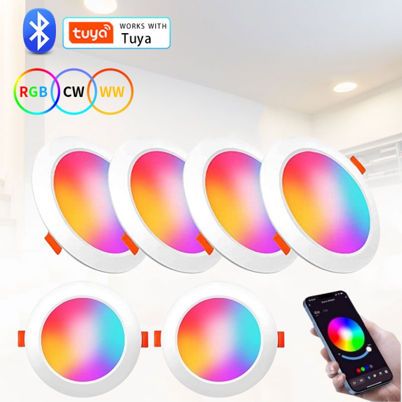 Tuya Smart Bluetooth LED Downlight 85-265V 10W 15W Smart Life App Control Recessed Ceiling Down Light Dimmmable Spot Lamp RGBCW